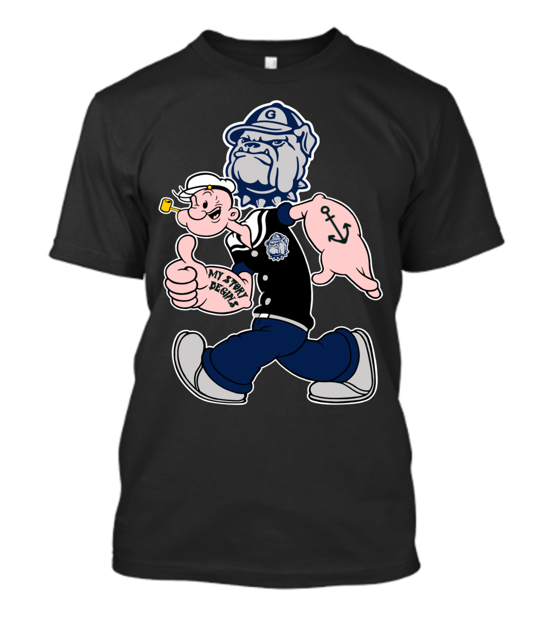 Popeye Georgetown Hoyas My Story Begins Anchor Bulldog Vintage 203 T-Shirt