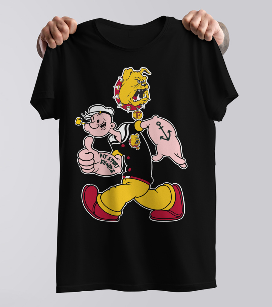 Ferris State Bulldogs My Story Begins Popeye Bulldog T-Shirt