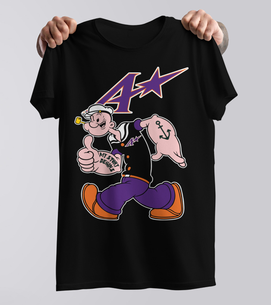 Popeye Purple Aces Evansville My Story Designs Anchor T-Shirt