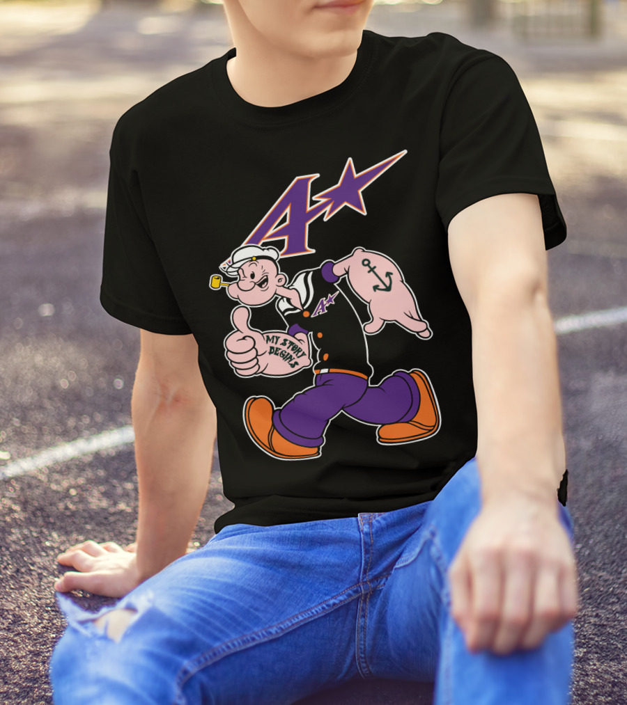 Popeye Purple Aces Evansville My Story Designs Anchor T-Shirt