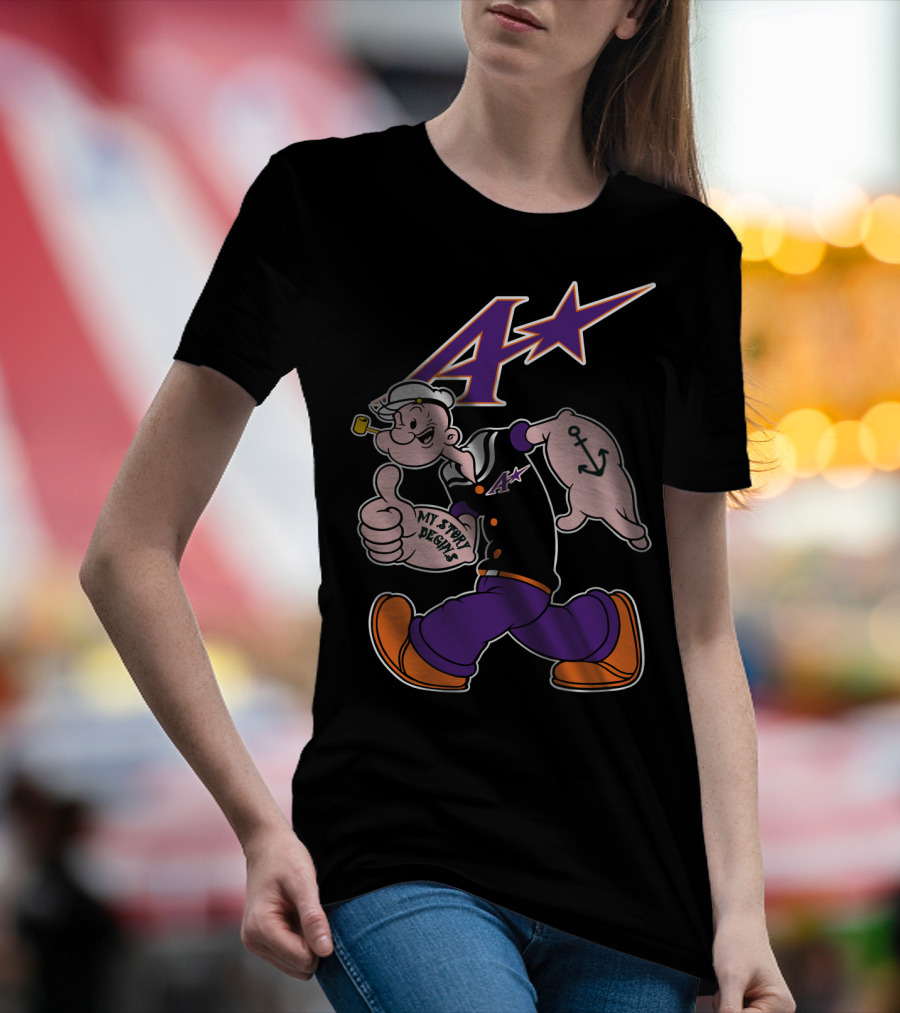 Popeye Purple Aces Evansville My Story Designs Anchor T-Shirt