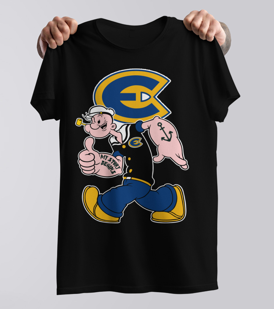 Eau Claire Blugolds Popeye Character With Anchor And Classic Navy Outfit T-Shirt
