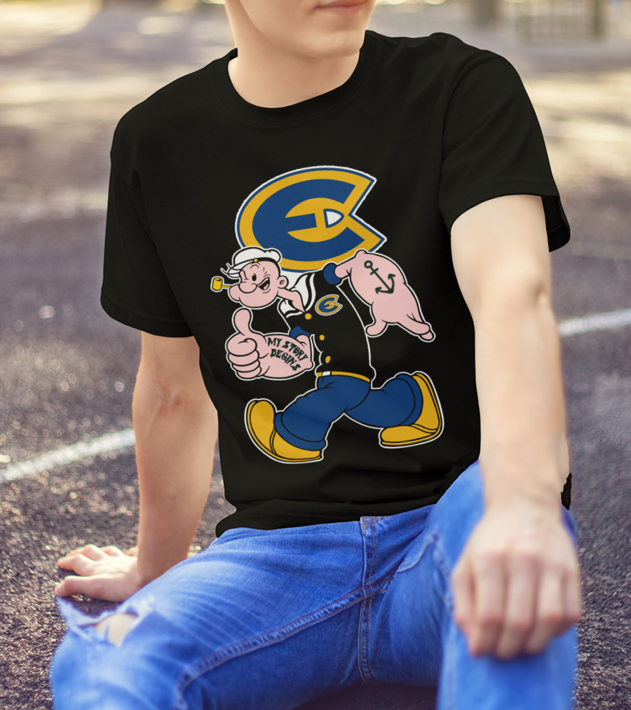 Eau Claire Blugolds Popeye Character With Anchor And Classic Navy Outfit T-Shirt