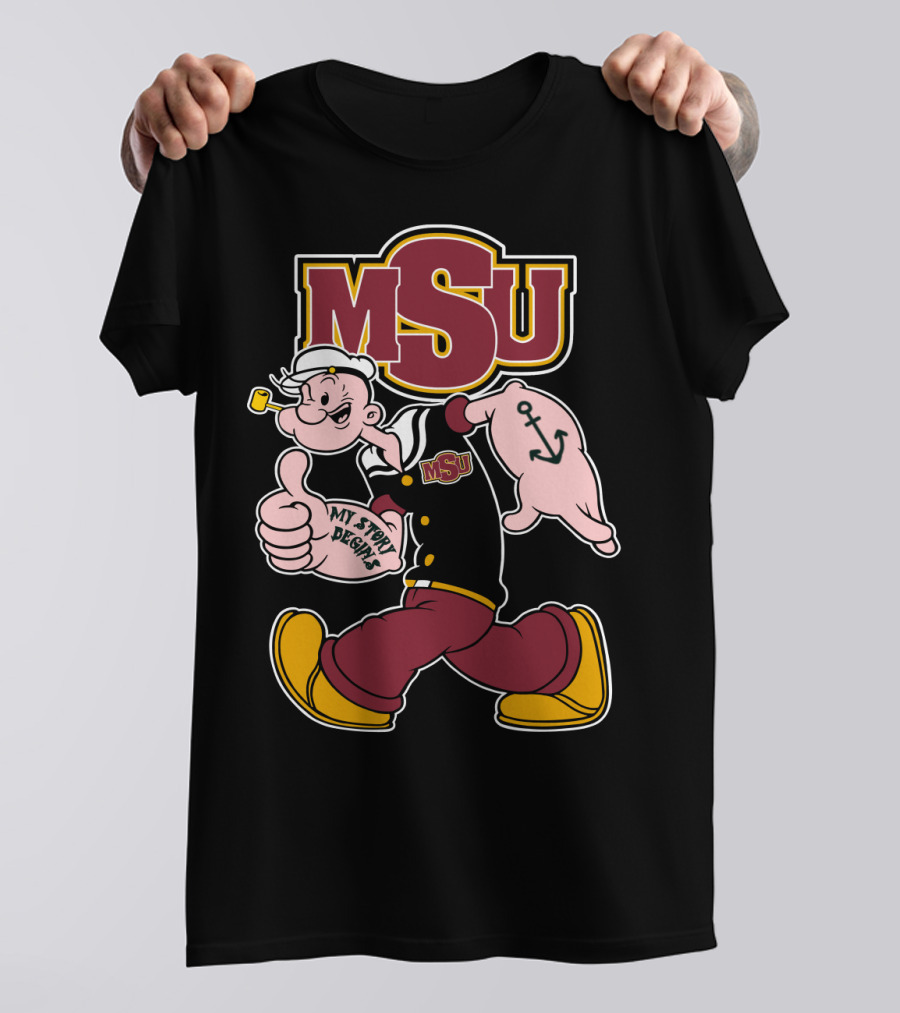 Msu My Story Begins Popeye Sailor Anchor T-Shirt