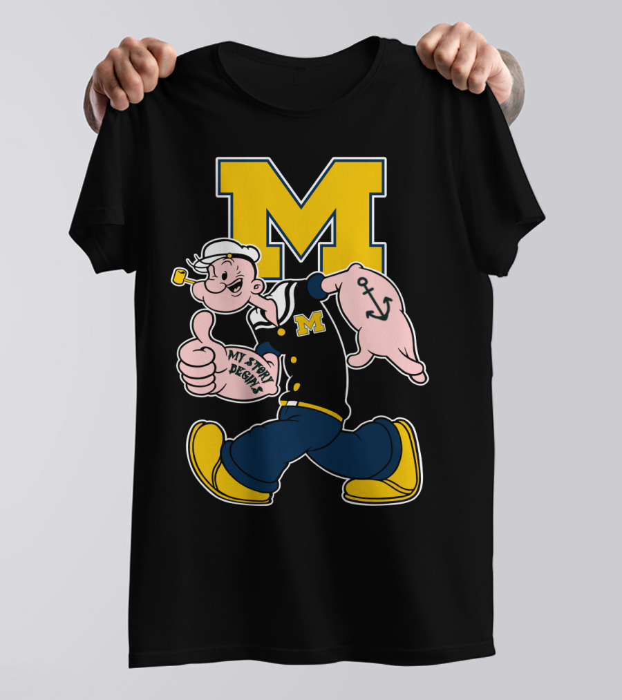 M Michigan Wolverines Popeye My Story Begins T-Shirt