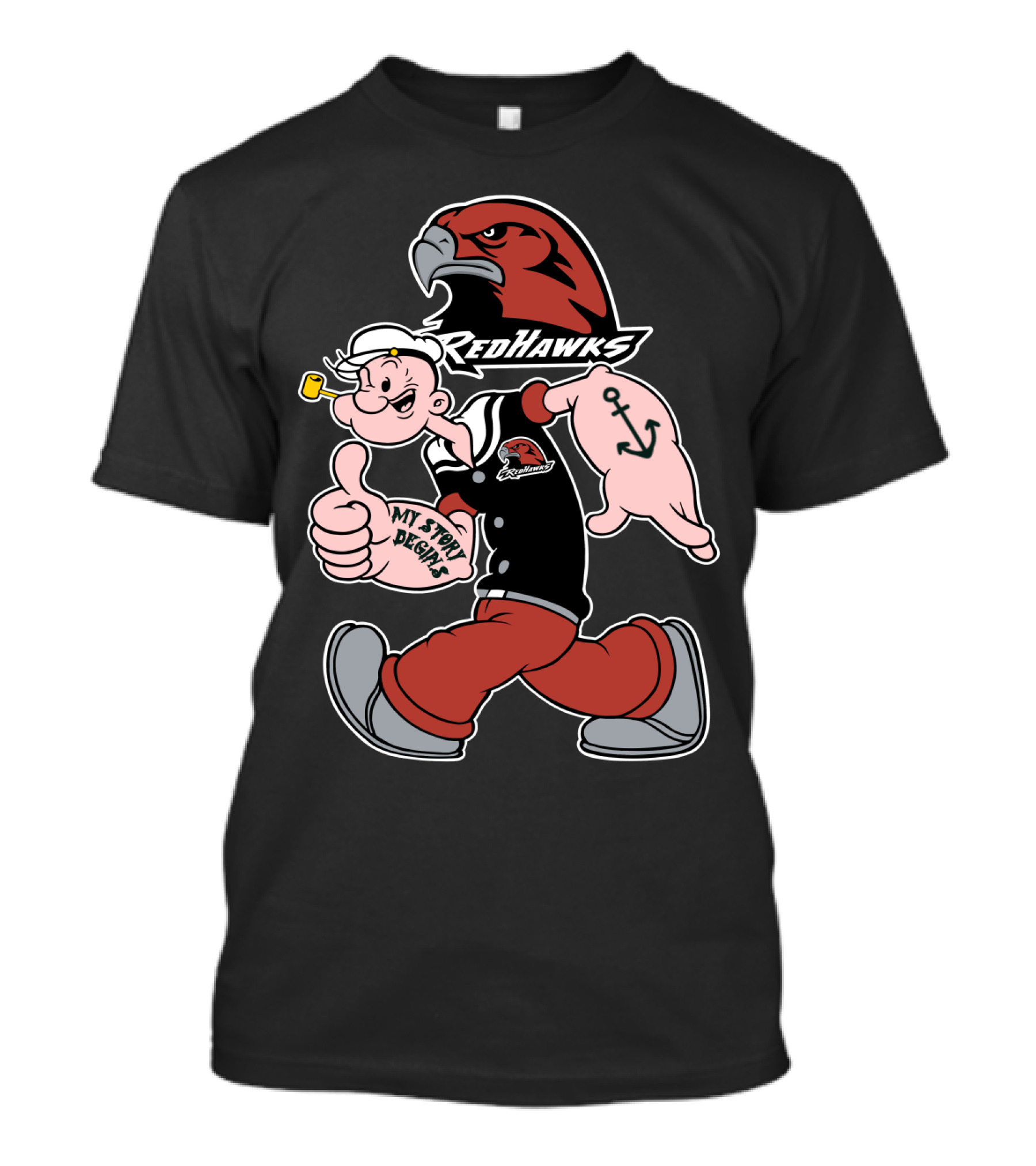 Redhawks Popeye Thumbs Up Sailor Tattoo T-Shirt