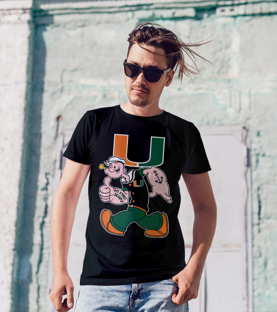Miami Hurricanes My Story Designs Popeye Anchor T-Shirt