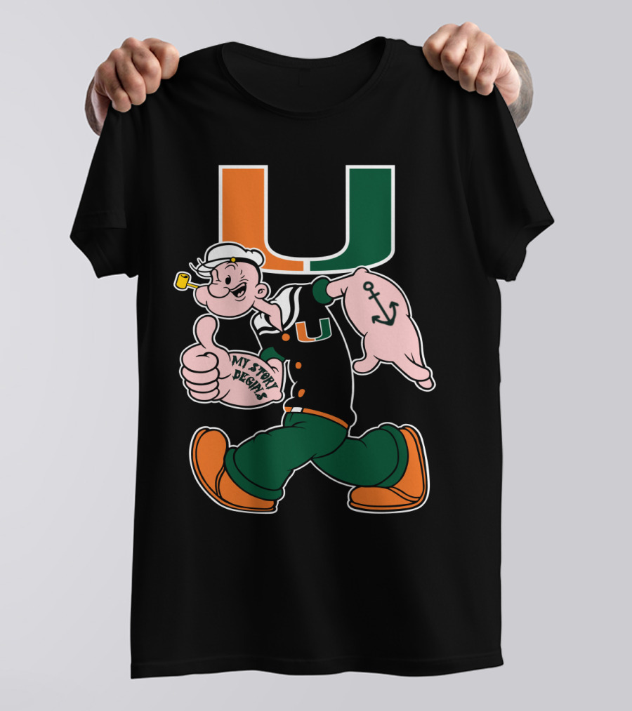 Miami Hurricanes My Story Designs Popeye Anchor T-Shirt