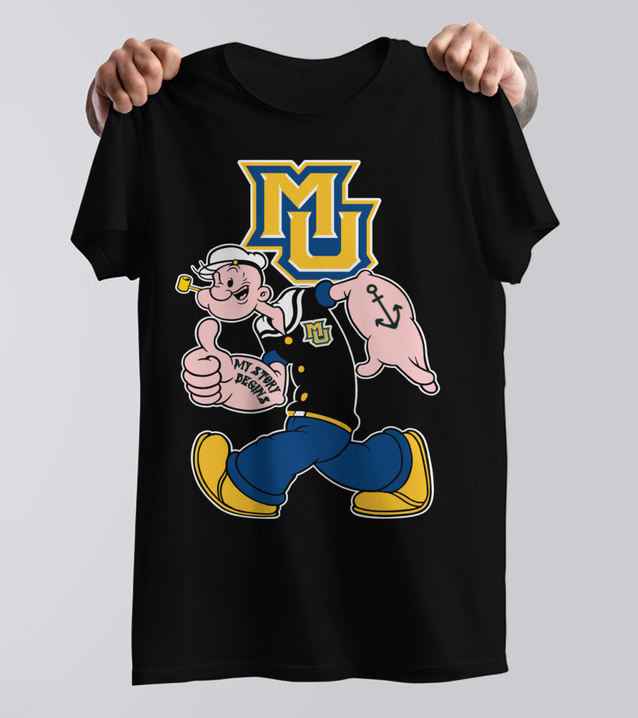 Mu Marquette Golden Eagles My Story Begins Popeye Sailor Character T-Shirt