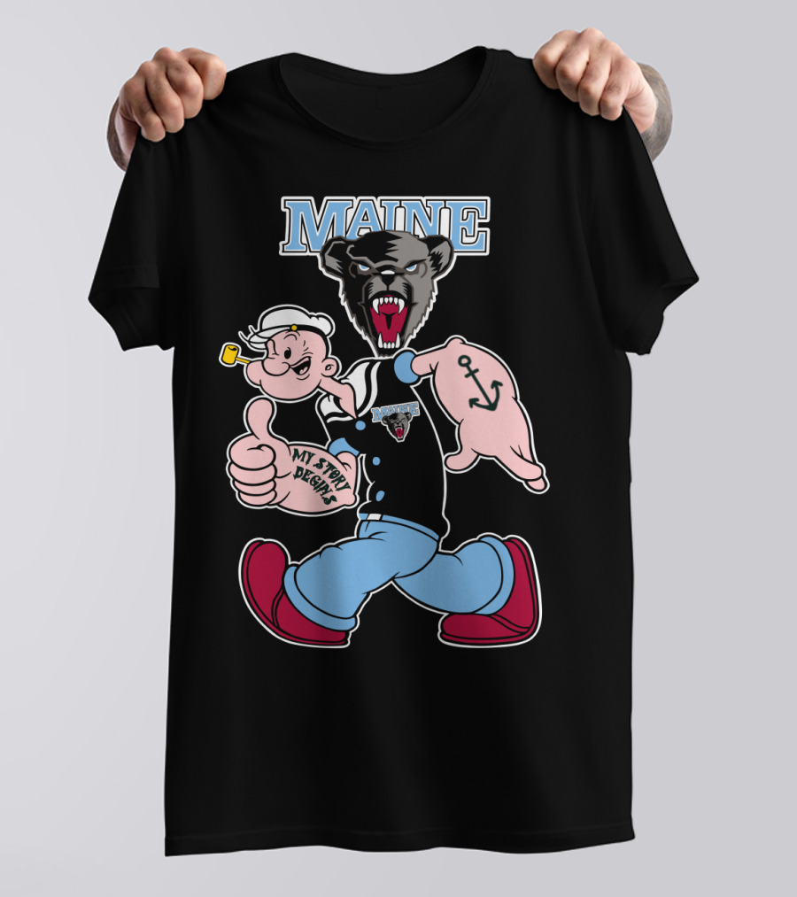 Maine Black Bears My Story Begins Popeye Crossover T-Shirt