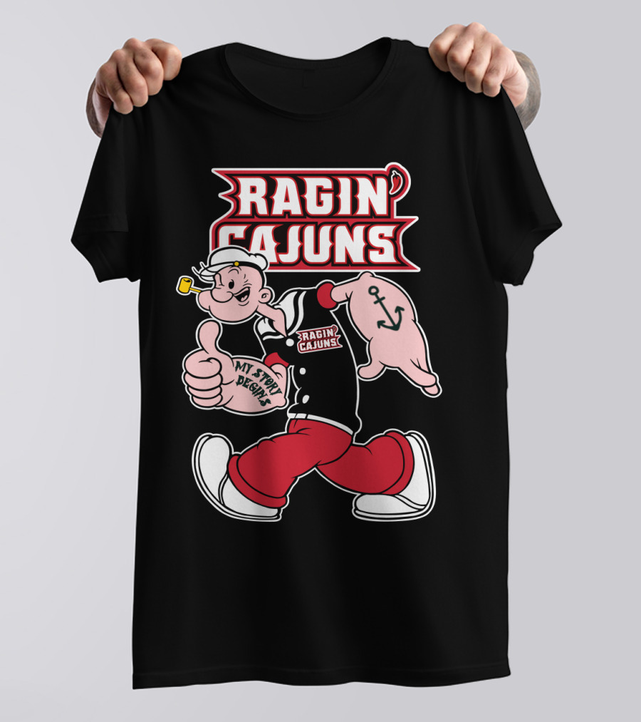 Ragin' Cajuns My Story Begins Character With Anchor Symbol T-Shirt