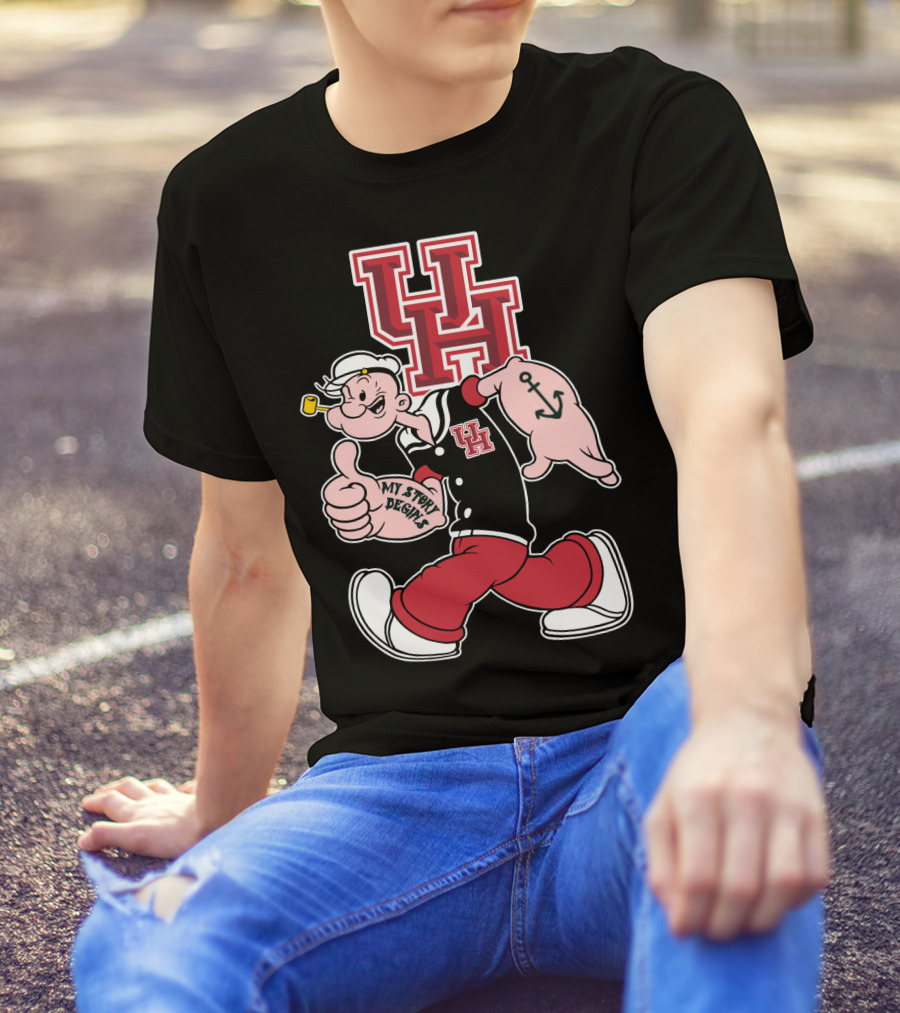 Uh Houston Cougars My Story Begins Popeye Anchor T-Shirt