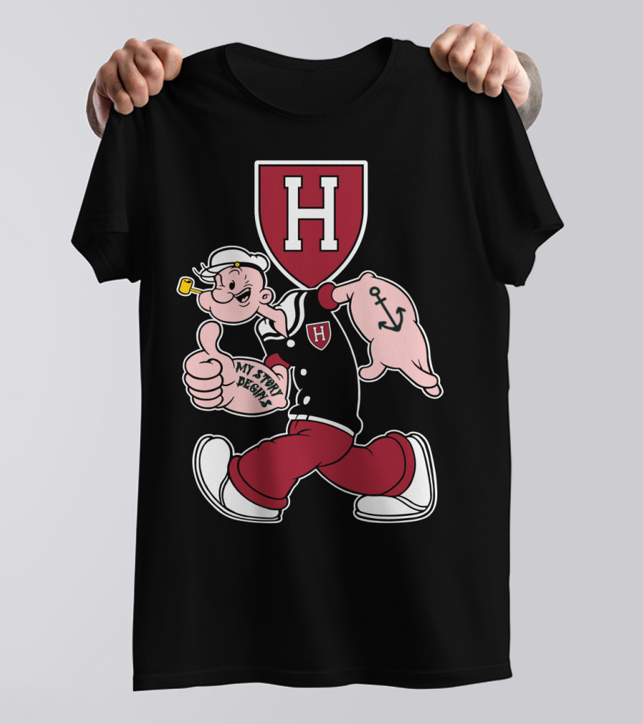 Harvard Crimson Popeye My Story Designs T-Shirt