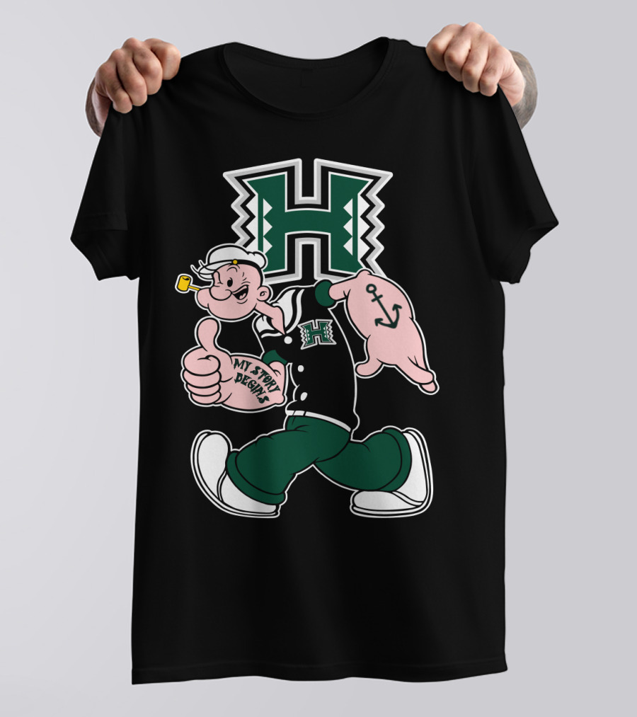 Hawai'i Rainbow Warriors My Story Begins H Logo Popeye Anchor T-Shirt