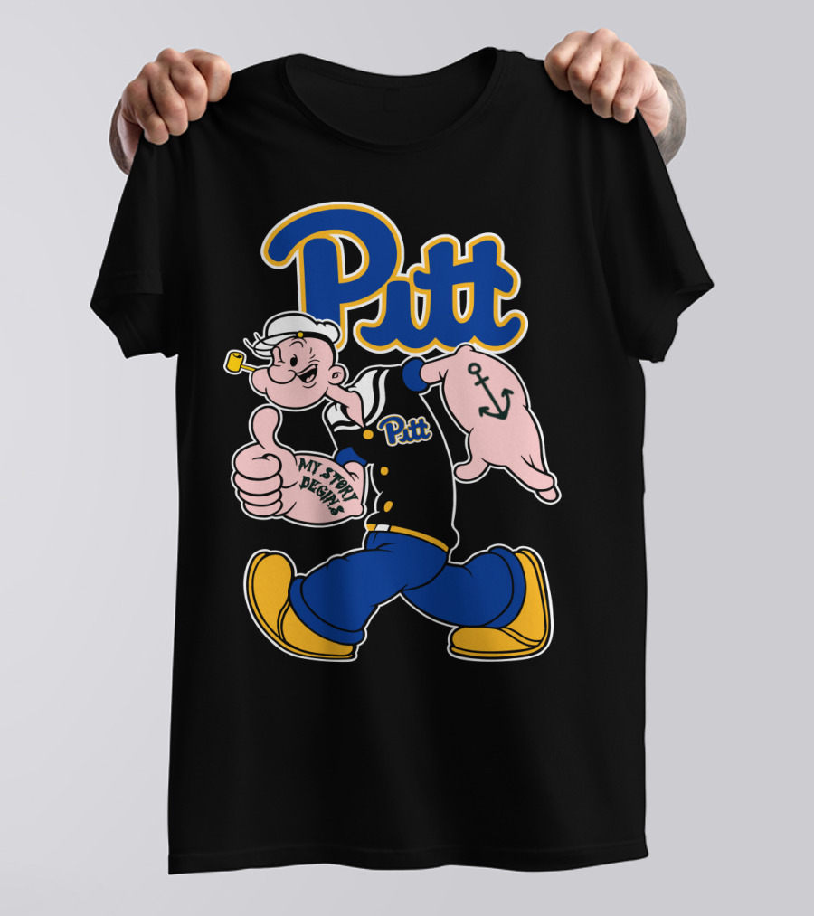 Pitt Panthers Sailor Character Thumbs Up Anchor Tattoo T-Shirt