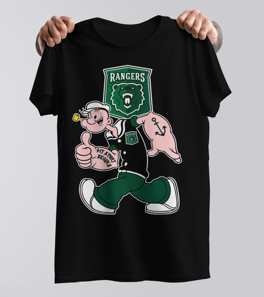 Parkside Rangers My Story Begins Popeye Cartoon Bear Anchor T-Shirt