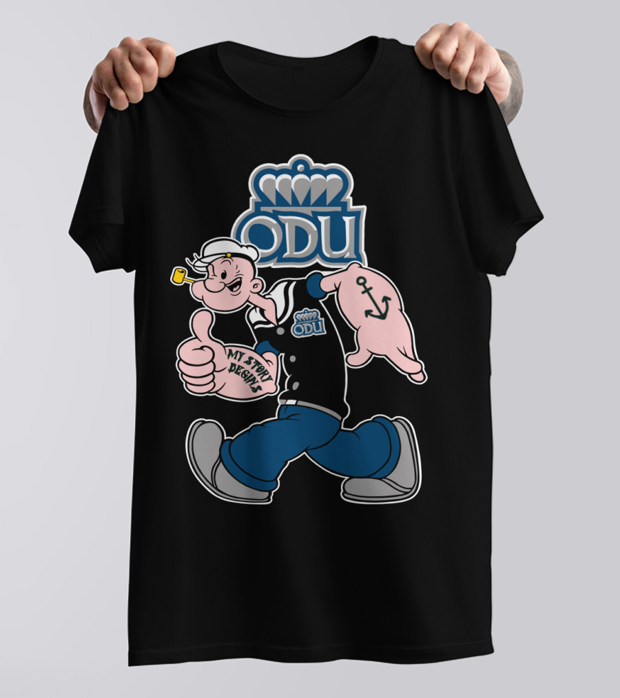 Odu Monarchs Sailor Character With Thumb Up And Anchor Tattoo T-Shirt