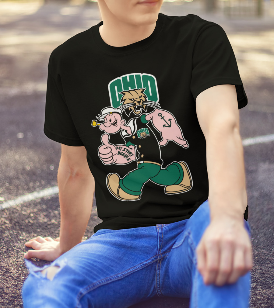 Ohio Bobcats Popeye Anchor My Story Designs T-Shirt