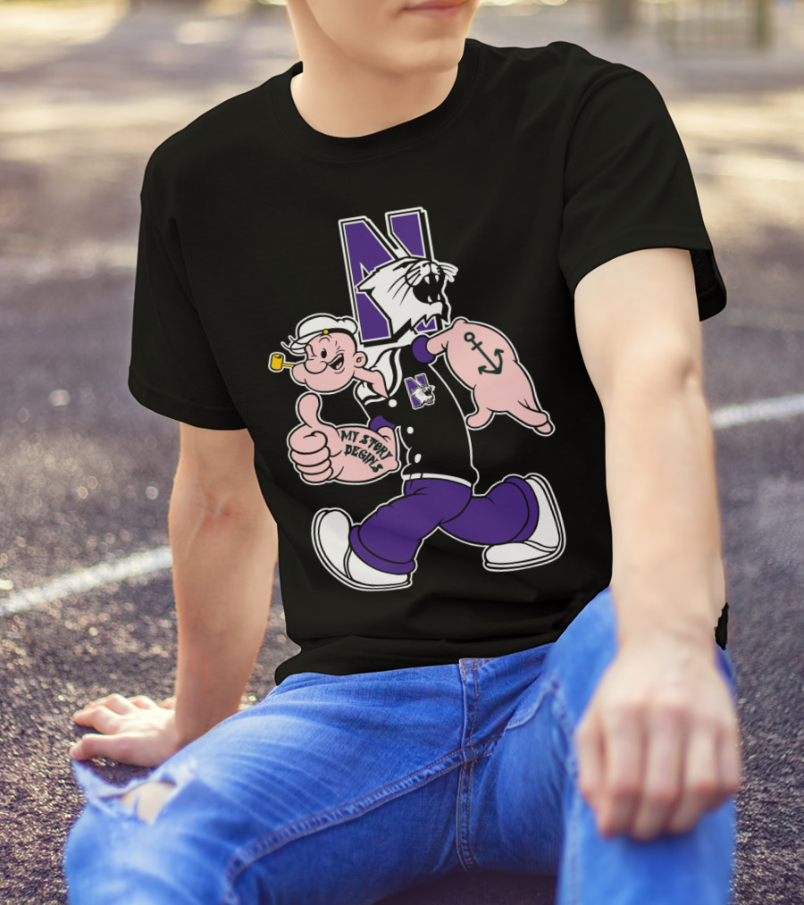 Northwestern Wildcats Popeye My Story Designs T-Shirt