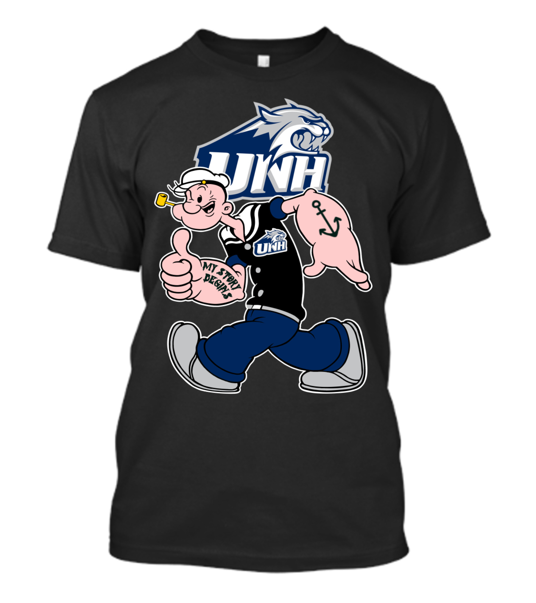 Unh Wildcats Popeye My Story Begins T-Shirt