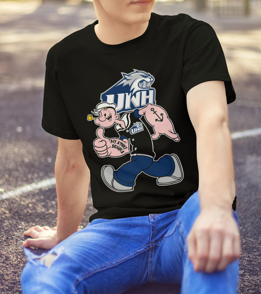 Unh Wildcats Popeye My Story Begins T-Shirt