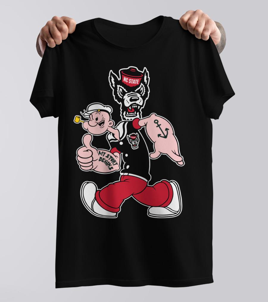 Nc State Wolfpack Popeye Mashup By My Story Designs T-Shirt