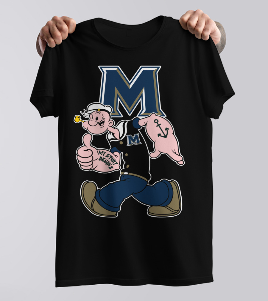 M Navy Logo Popeye Anchor My Story Begins T-Shirt