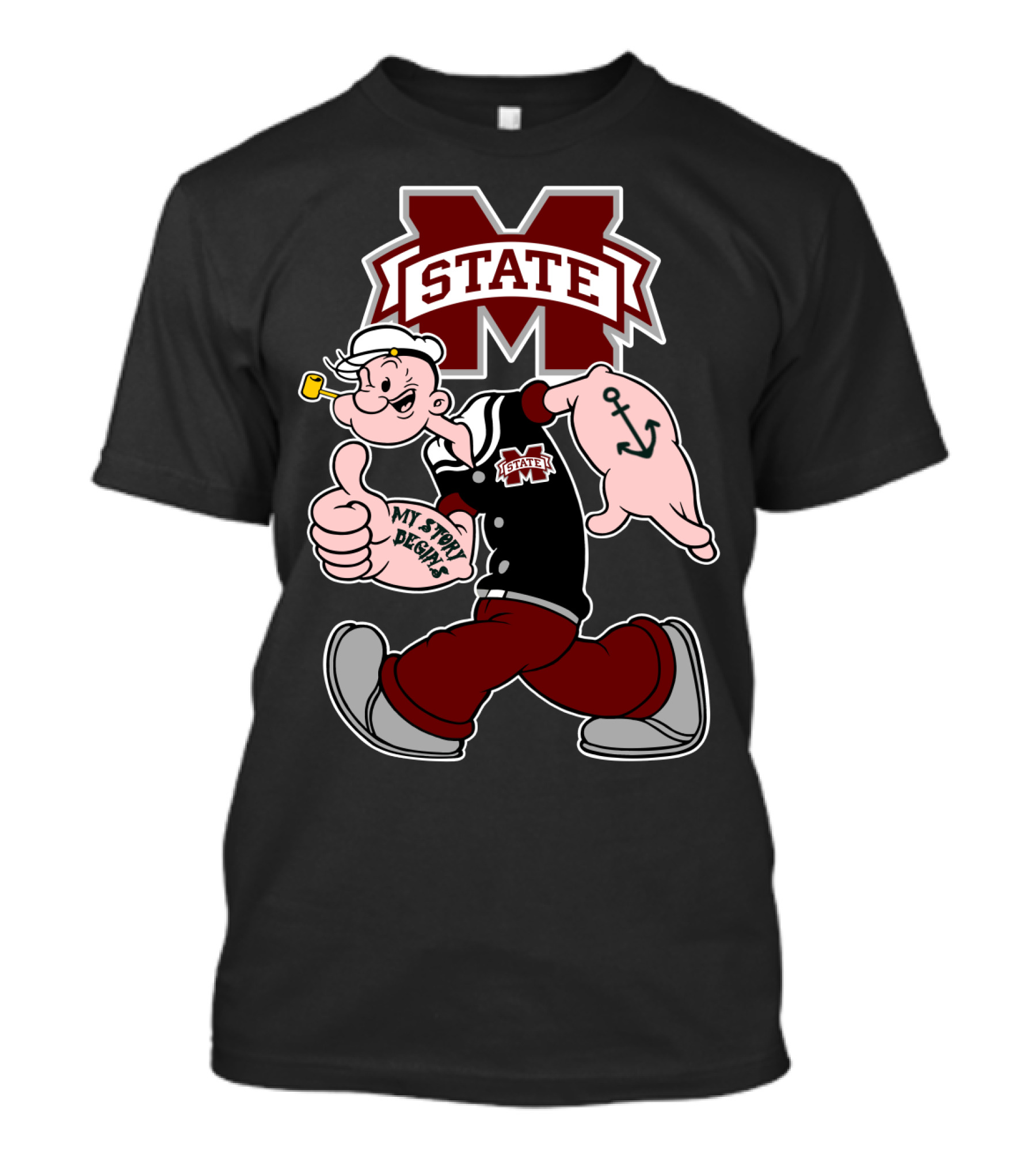 Mississippi State Bulldogs Popeye My Story Designs T-Shirt