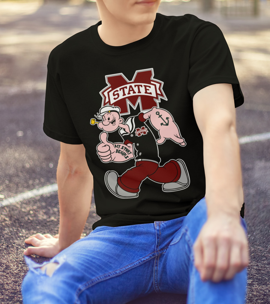 Mississippi State Bulldogs Popeye My Story Designs T-Shirt