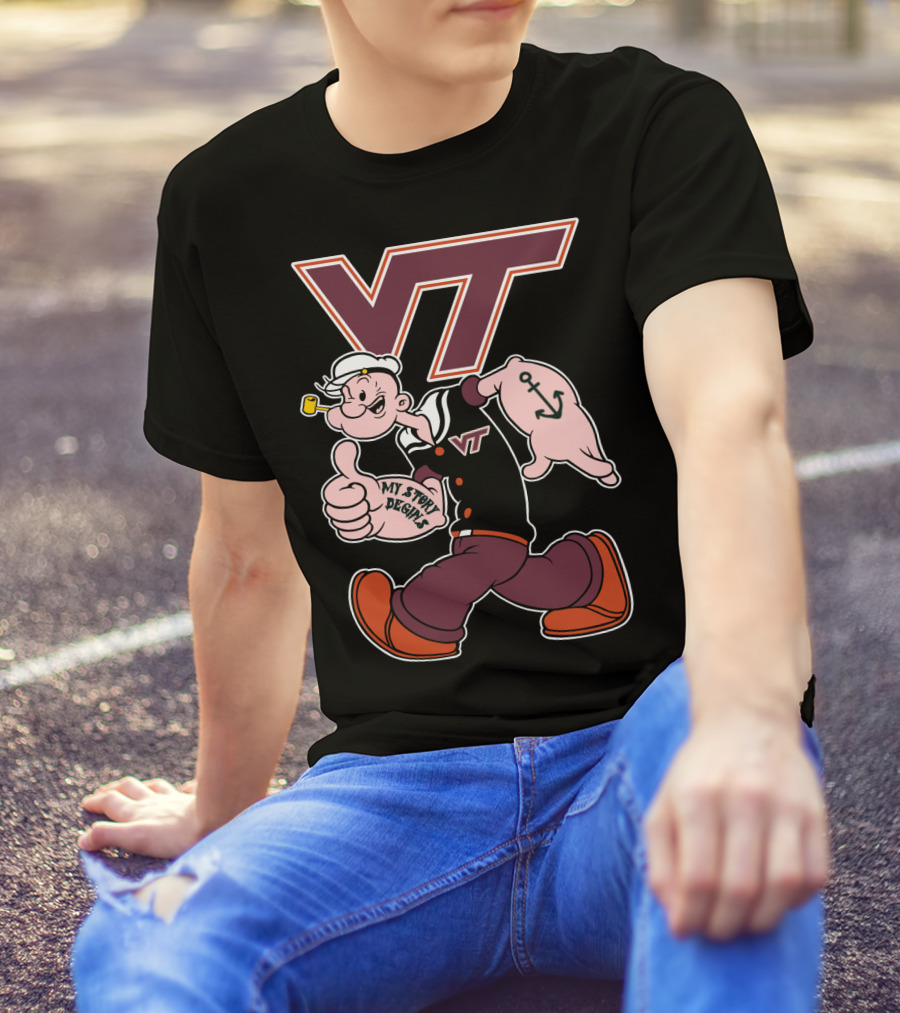 Virginia Tech Hokies Vt Popeye My Story Designs T-Shirt