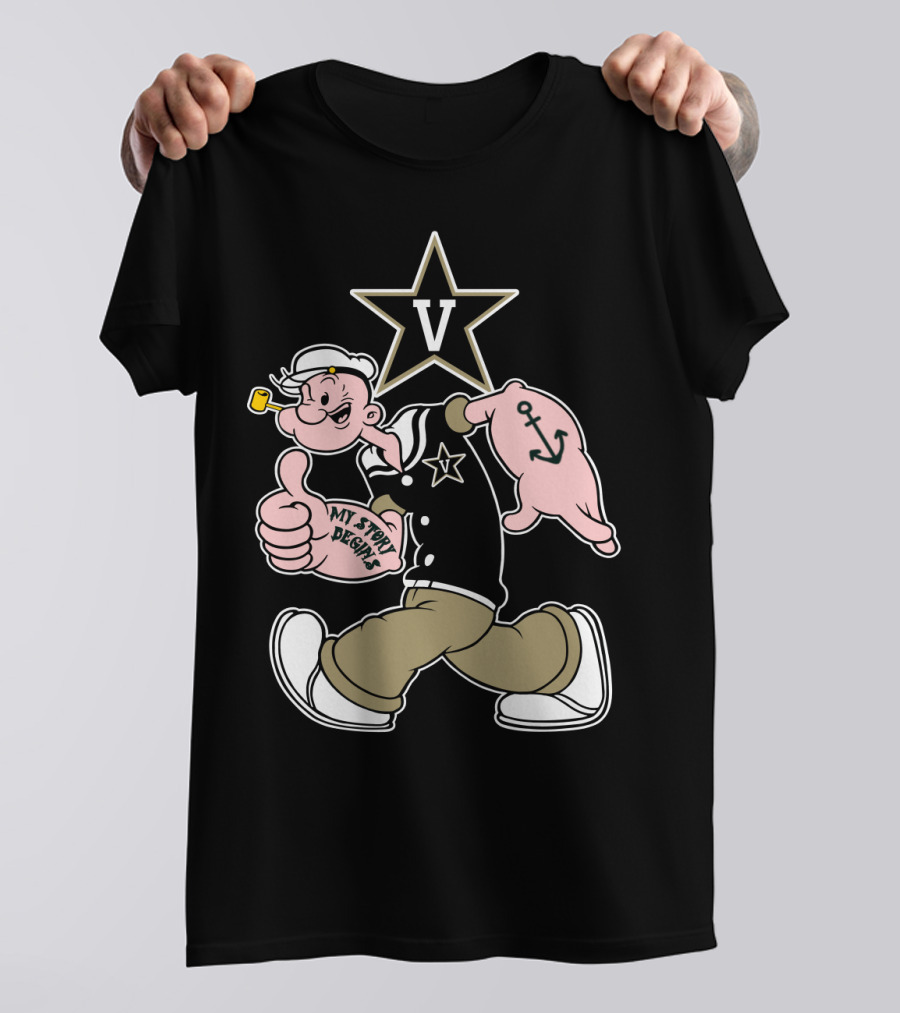 Vanderbilt Commodores V Star Popeye My Story Designs T-Shirt