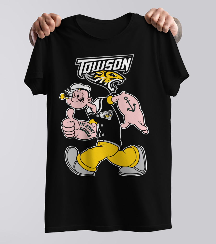 Towson Tigers My Story Designs Popeye Anchor T-Shirt