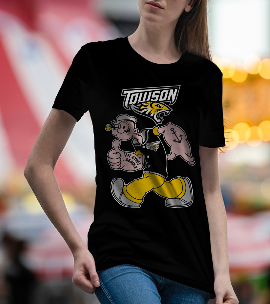 Towson Tigers My Story Designs Popeye Anchor T-Shirt