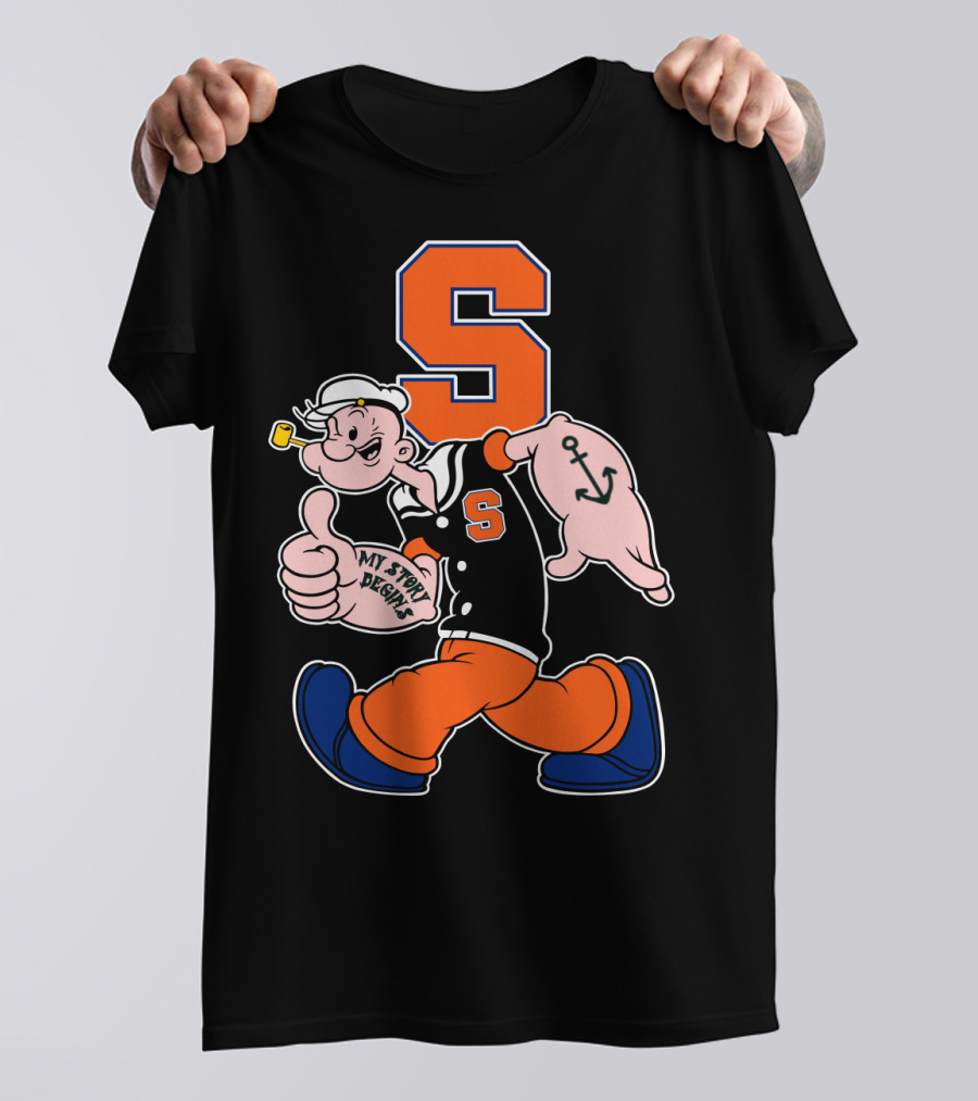 Syracuse Orange Popeye Thumbs Up Anchor Tattoo Walking My Story Designs T-Shirt