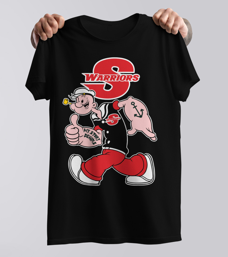 S Warriors Popeye Thumbs Up Anchor My Story Designs T-Shirt