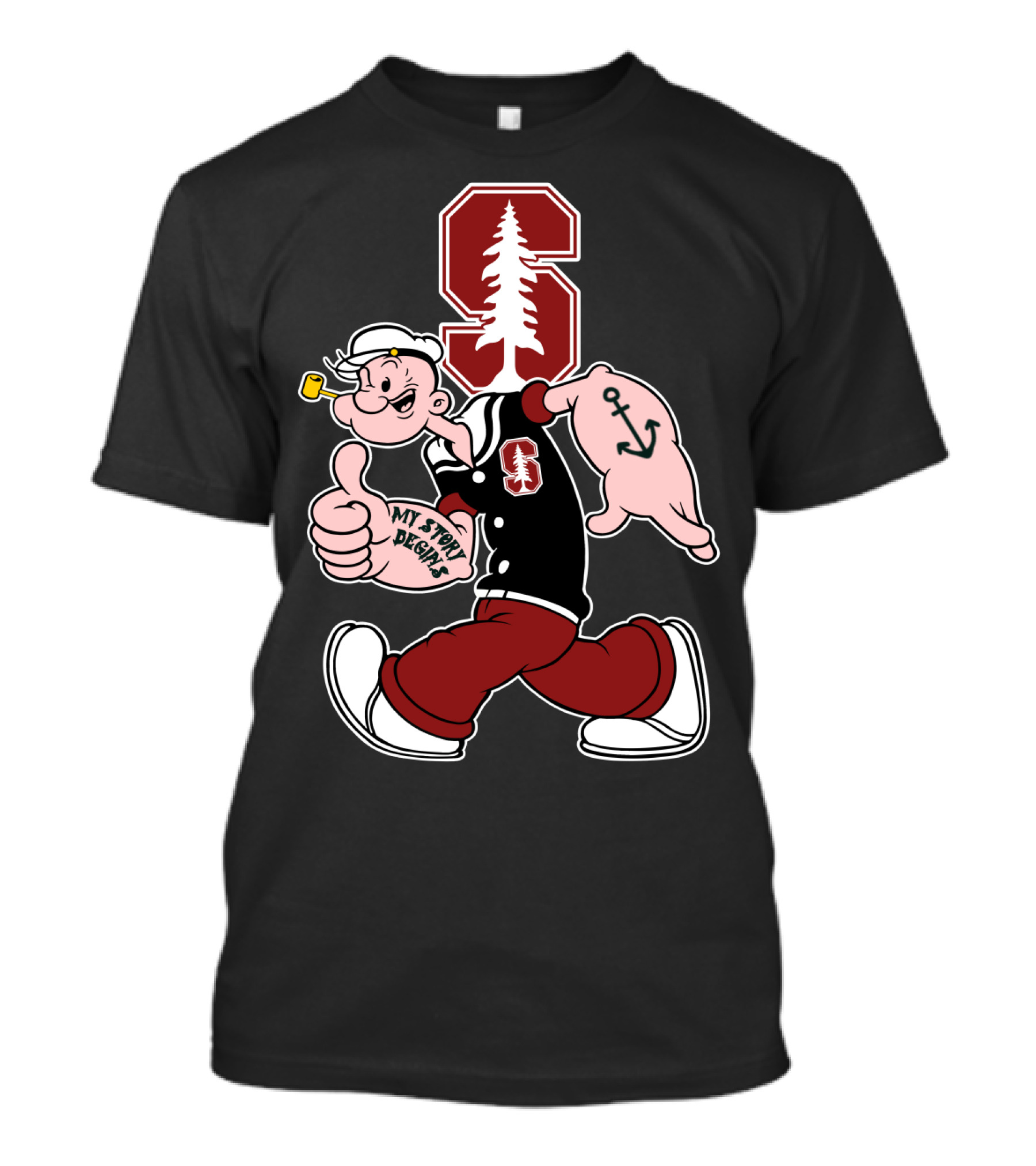 Stanford Cardinal Popeye Anchor My Story Designs T-Shirt