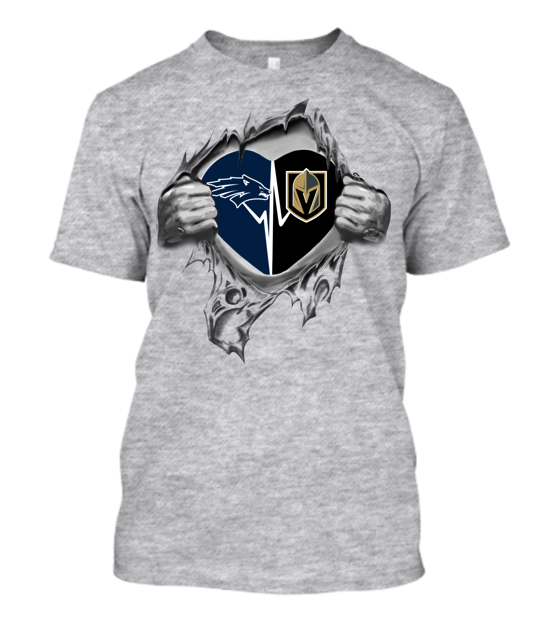 Knights Nevada Wolf Pack Heart Dual T-Shirt