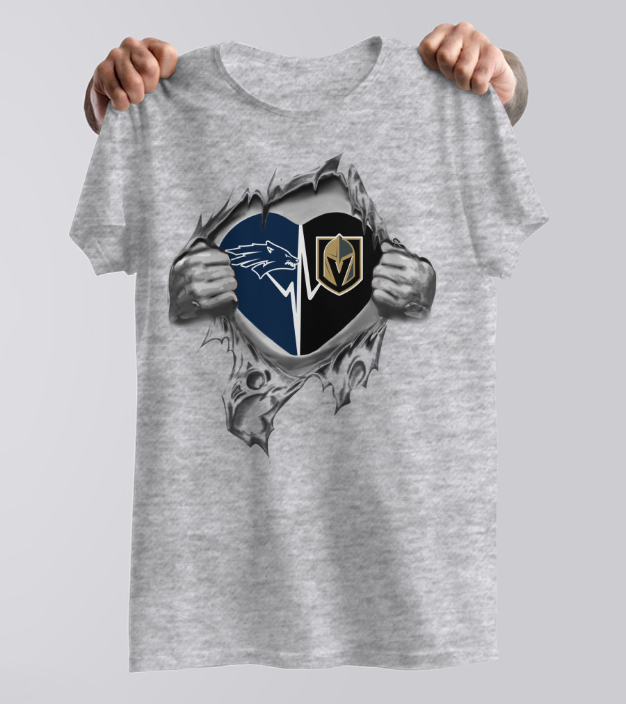 Knights Nevada Wolf Pack Heart Dual T-Shirt