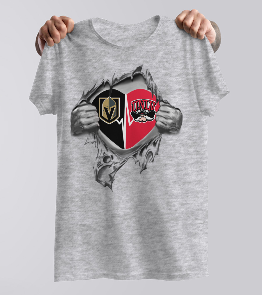 Golden Knights Unlv Heart Design With Logos T-Shirt