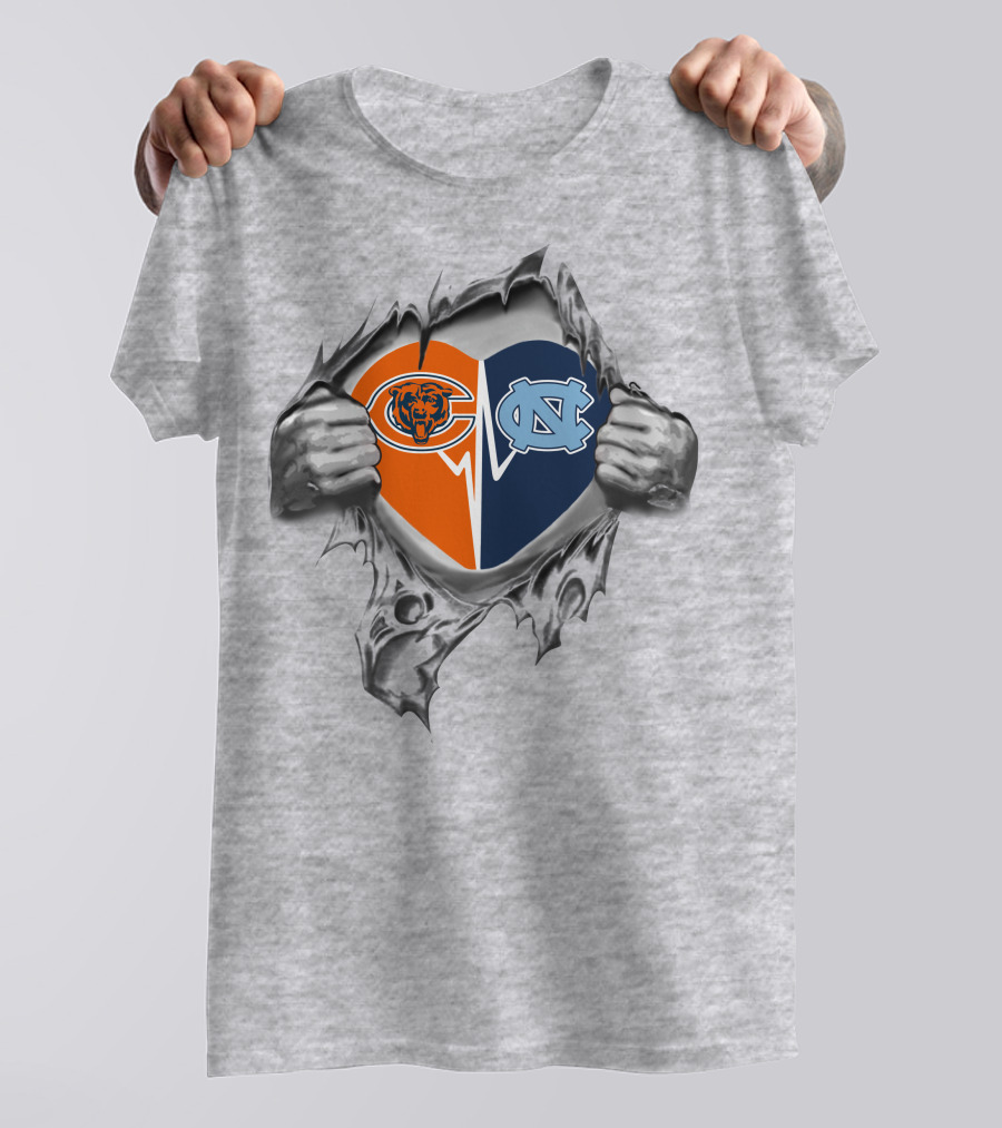 Bears And Tar Heels Heart Logo Revealed In Torn Fabric T-Shirt