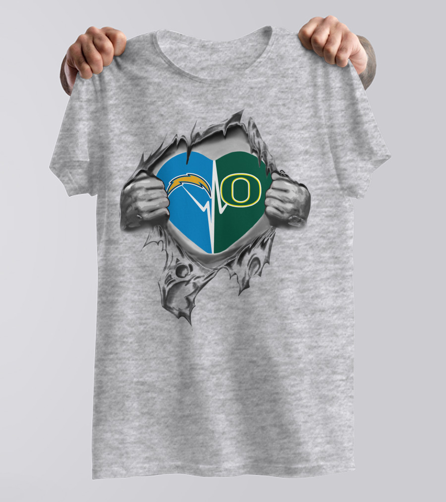 Chargers Logo Oregon Ducks Heartbeat T-Shirt
