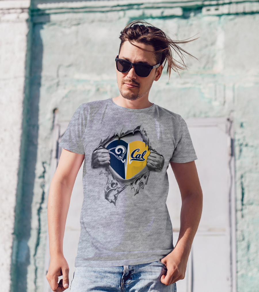 Rams Cal Heartbeat Passion Peeking Through T-Shirt
