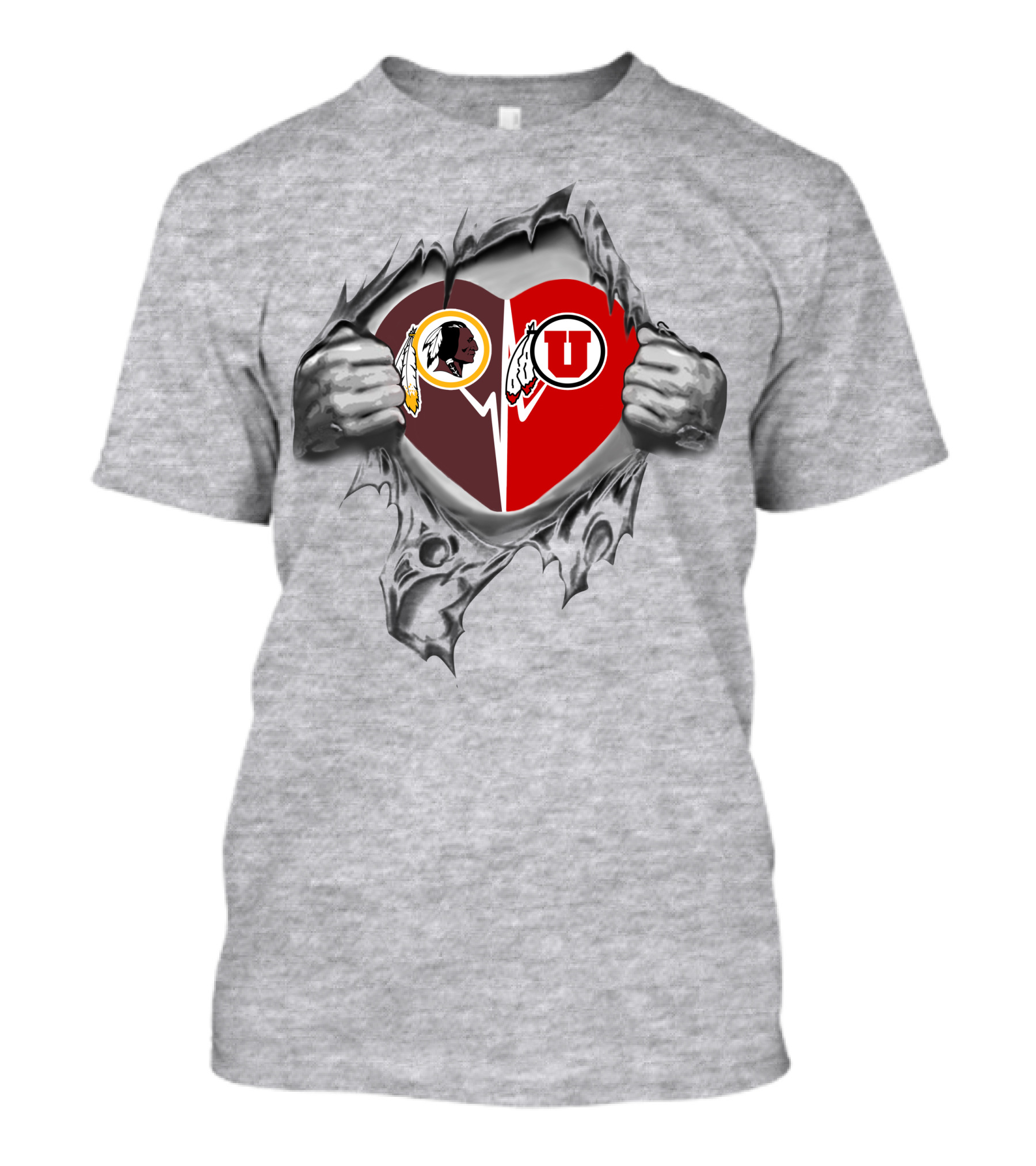 Redskins Utes Heart Logo Tear T-Shirt