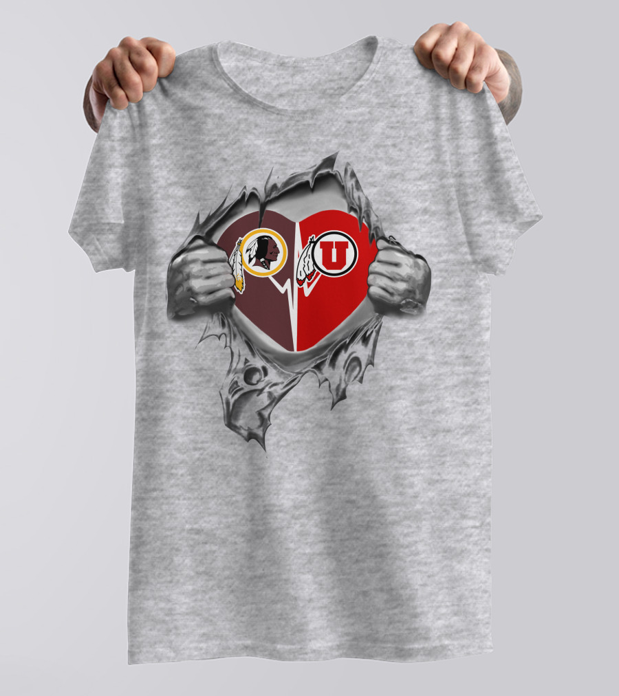 Redskins Utes Heart Logo Tear T-Shirt