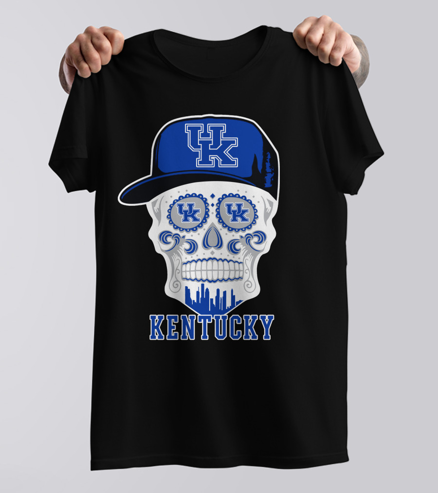 Kentucky Wildcats Skull Uk Hat Silhouette T-Shirt
