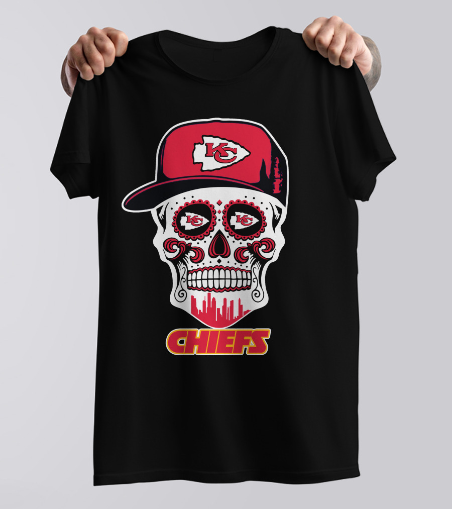Chiefs Skull With Red Cap And Kansas City T-Shirt