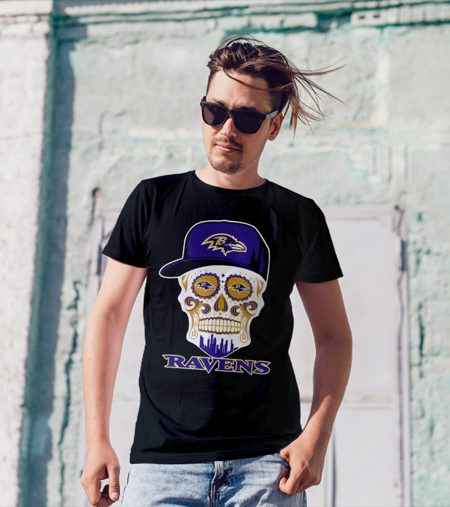 Ravens Skull With Hat And Baltimore Ravens T-Shirt