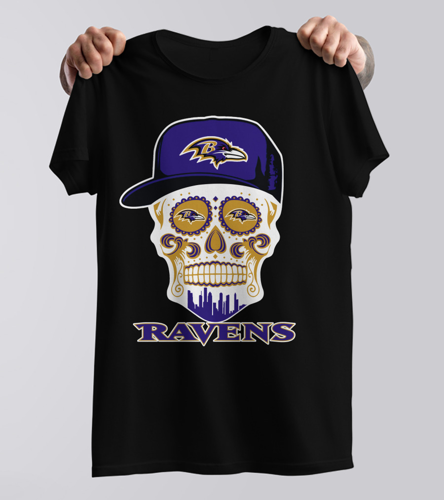 Ravens Skull With Hat And Baltimore Ravens T-Shirt