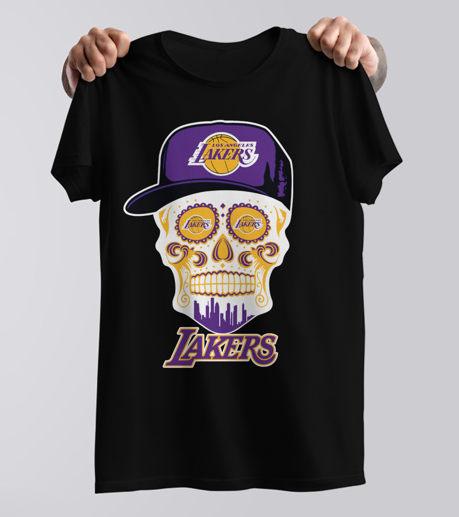 Los Angeles Lakers Skull With Hat T-Shirt