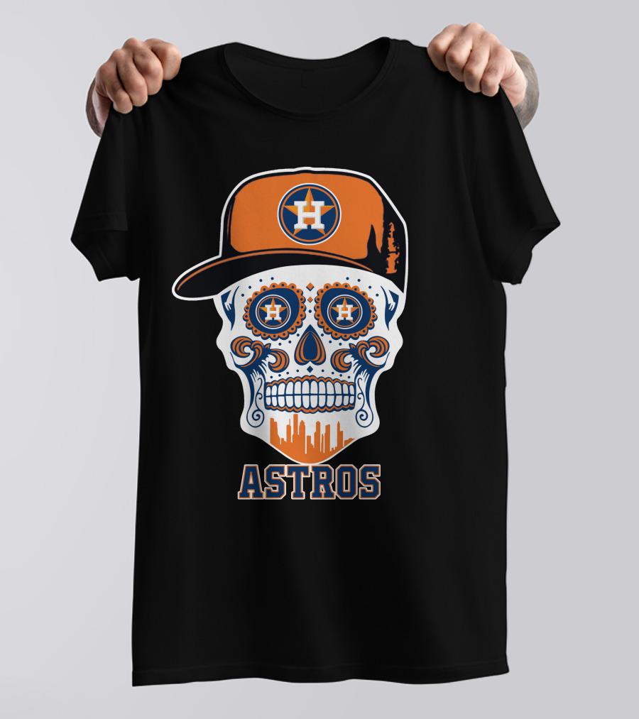 Houston Astros Skull Halloween Sugar Skull Style T-Shirt